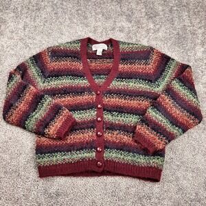 Vintage Milano Design Group Cardigan‎ Women's S Burgundy Mohair Blend Grannycore